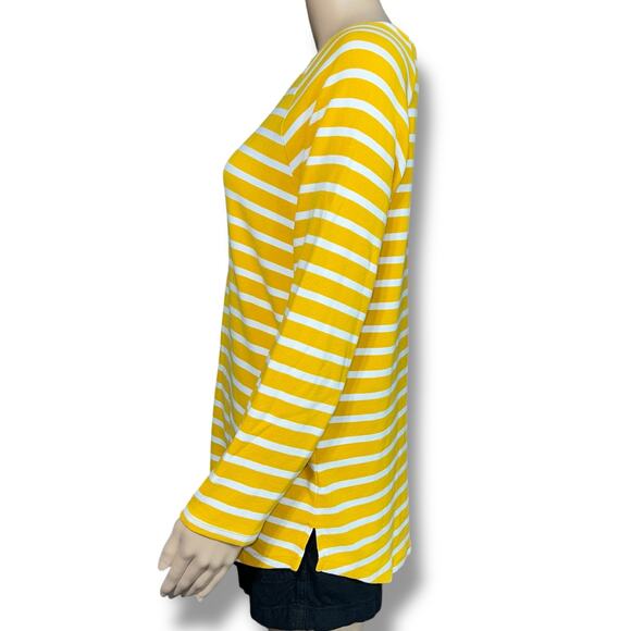Old Navy Womens Sweater Striped Long Sleeve Tunic Pullover Yellow White Med Tall - Picture 4 of 7
